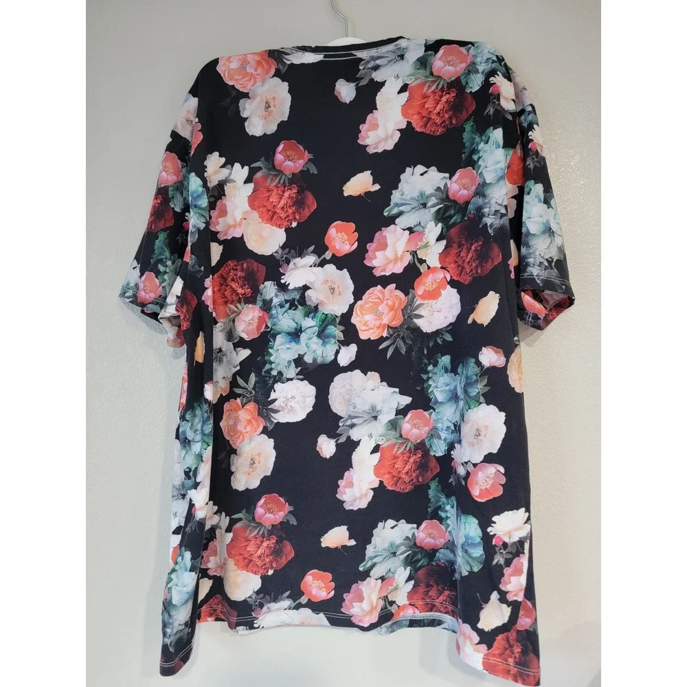 Guess Mens Floral Triangle Logo T-Shirt Black XL M2BI70 K9RM4 Short Sleeve Tee - Picture 3 of 8